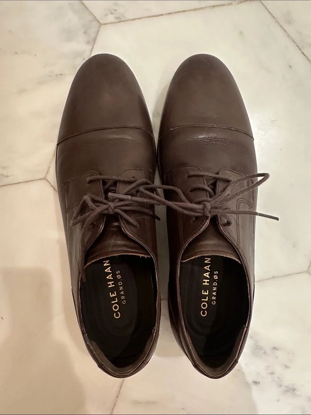 Cole Haan Men's Dark Brown Leather Cap-Toe Oxfords